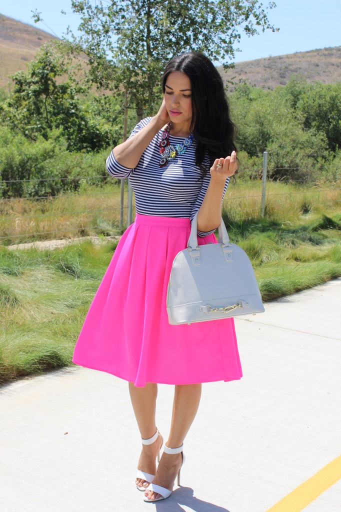 Easy Stripes & A Hot Pink Midi – The Dressy Chick