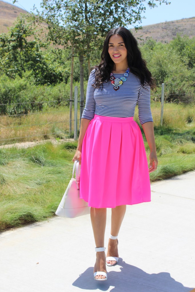 Easy Stripes & A Hot Pink Midi – The Dressy Chick