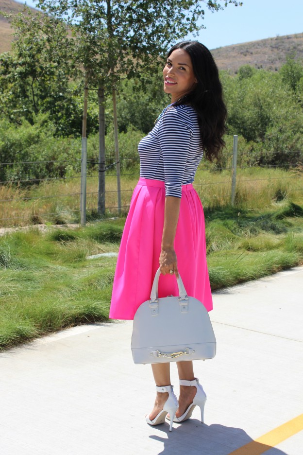 Easy Stripes & A Hot Pink Midi – The Dressy Chick