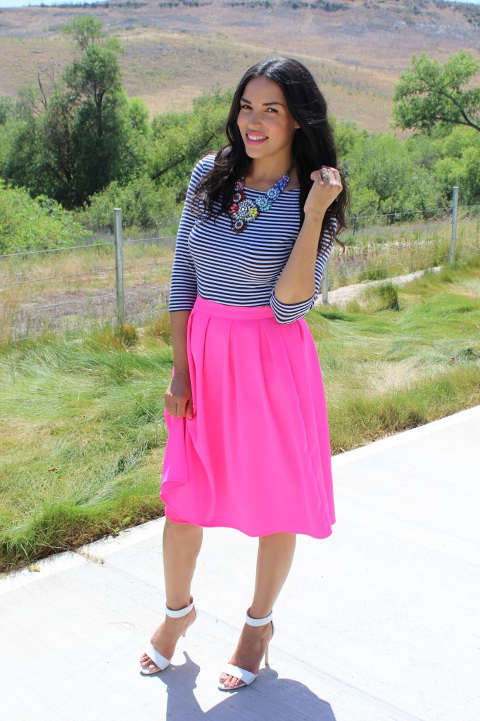 Easy Stripes & A Hot Pink Midi | The Dressy Chick